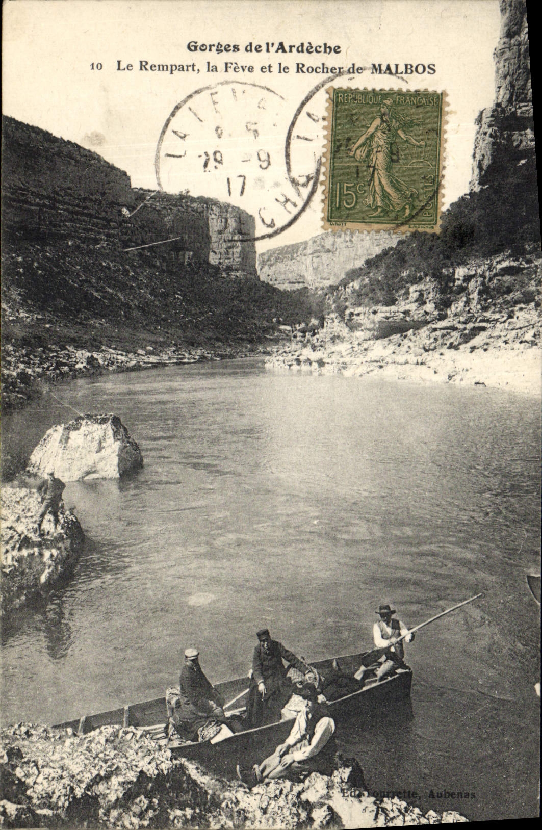 CPA Peche Pecheur Gorges de l'Ardeche le rempart la Feve et le rocher de Malbos