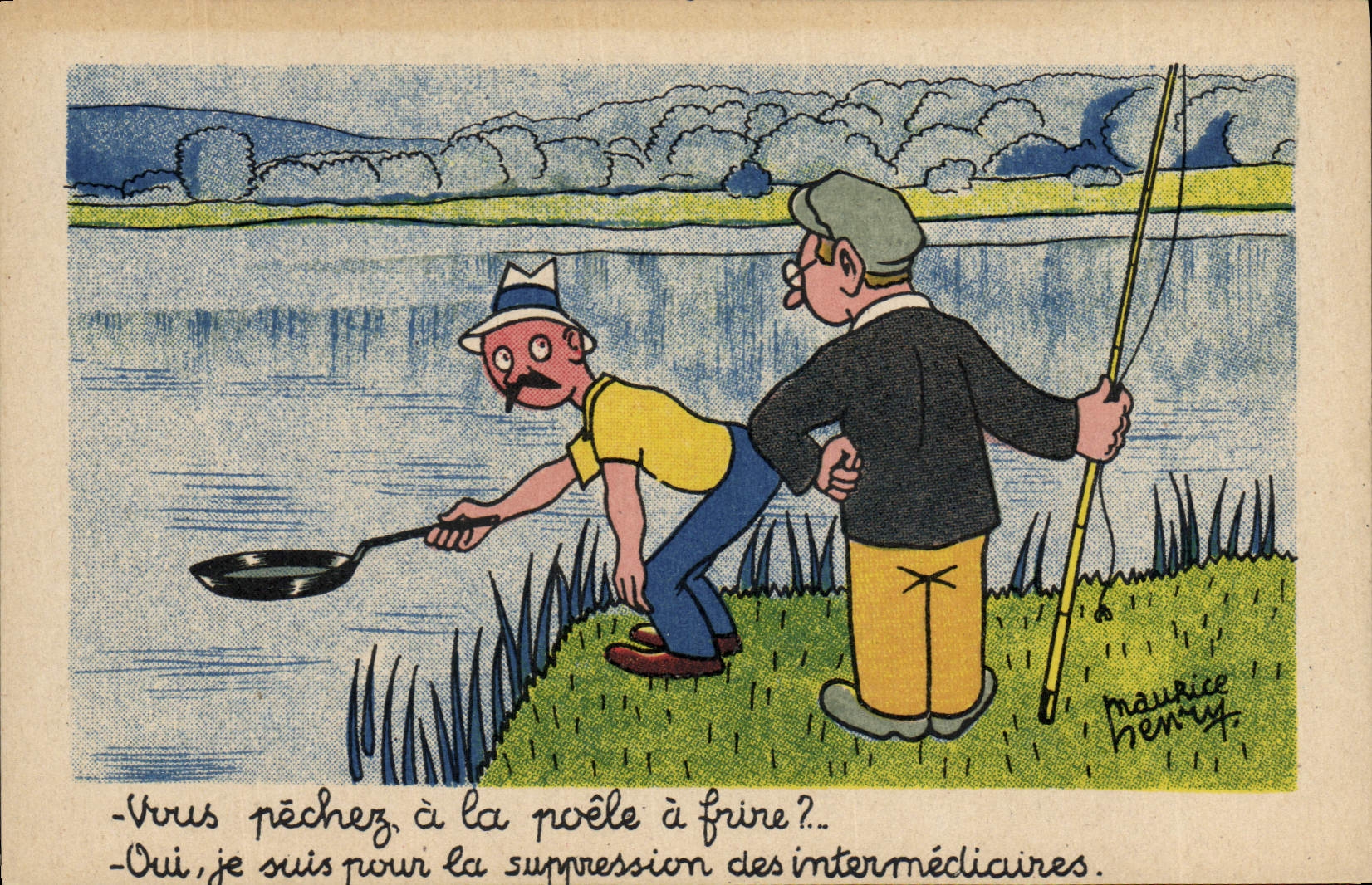 Postal Pesca Pecador peca tiene la estufa que freír