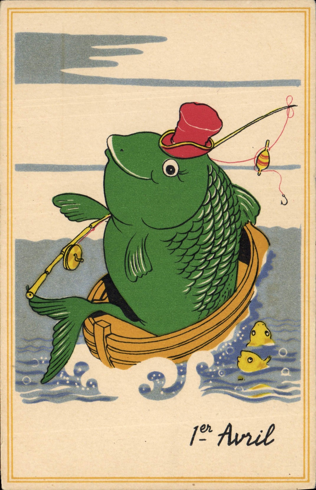 Postal Pesca Pecador Pescado 1 de abril