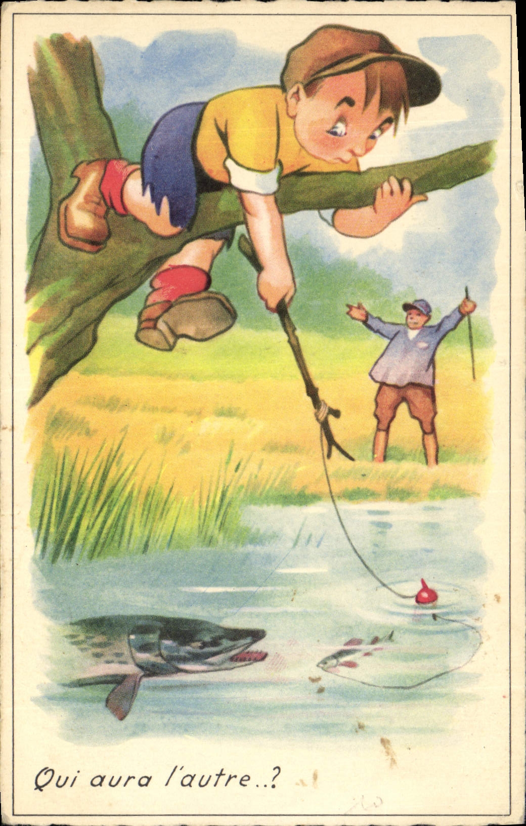 CPA Peche Pecheur Enfant
