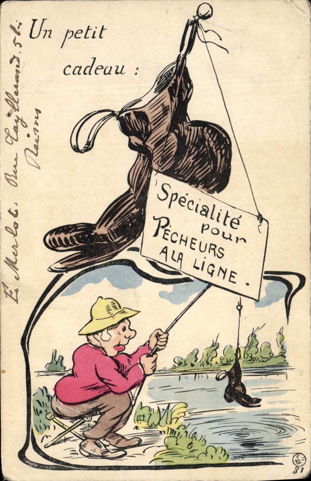 Postal Pesca Pecador un pequeño regalo Zapato