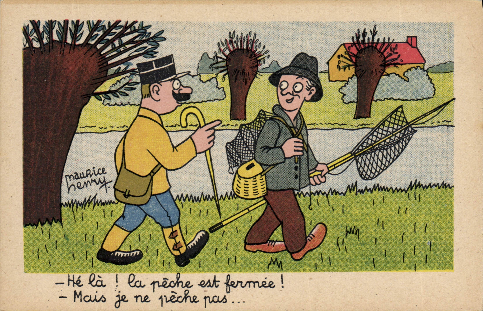 CPA Peche Pecheur La peche est fermee