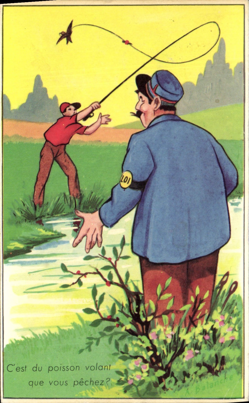 CPA Peche Pecheur C'est du poisson volant que vous pechez ?