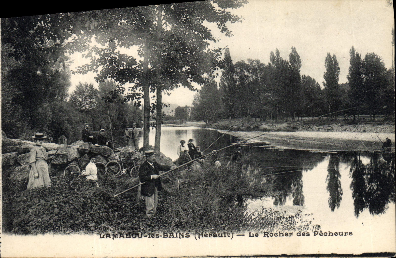 Postal Pesca Pecador Lamalou los Baños la roca de los pecadores