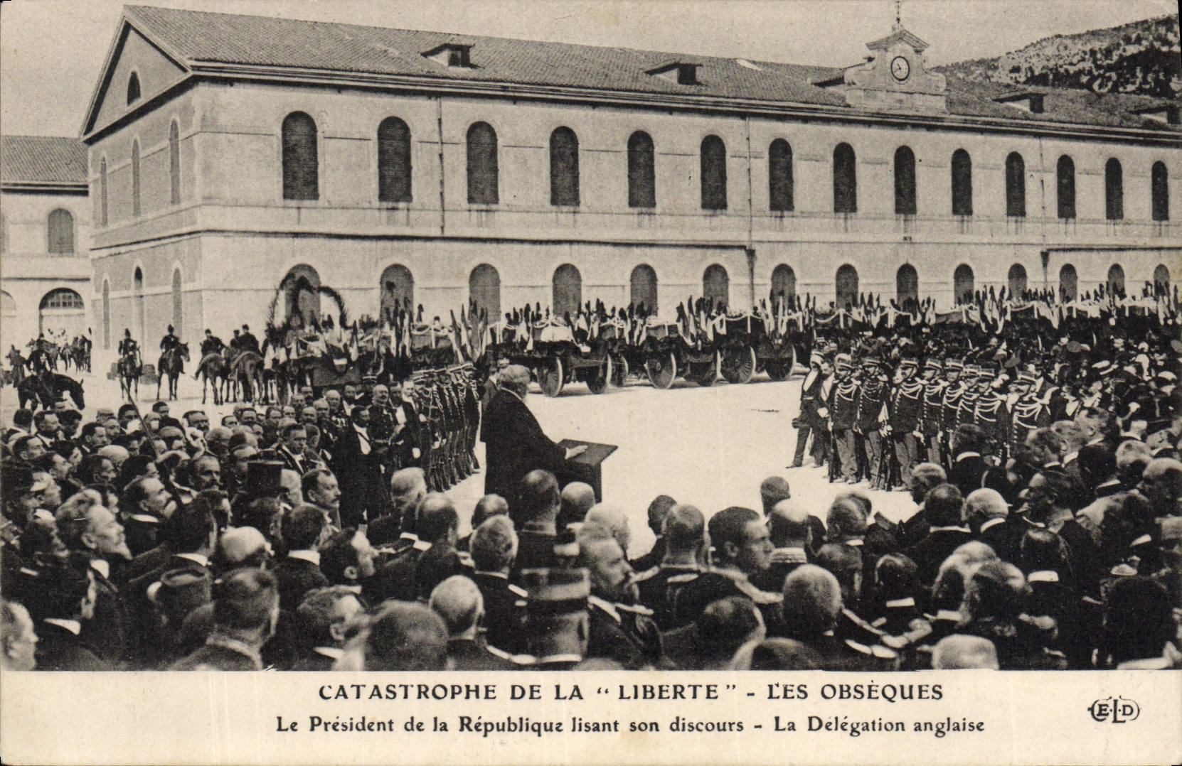 Vintage Postcard Catastrophe of Freedom funerals the president of the Republic the English delegatin