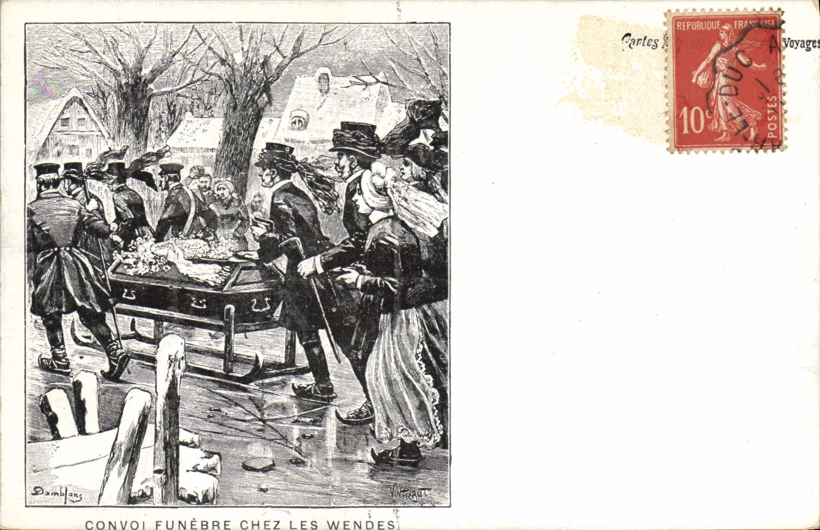 Funeral Vintage Postcard Convoy at Wendes