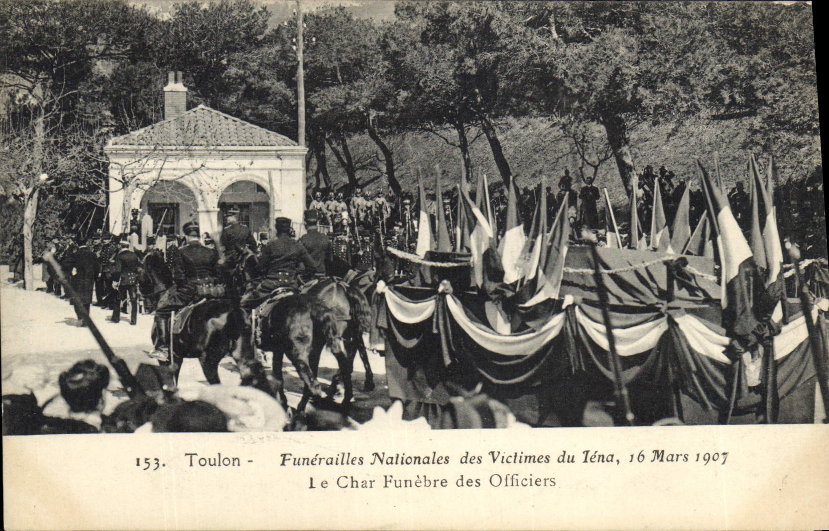 Vintage Postcard Toulon national Funeral of the victims of Iena the hearse of the officers