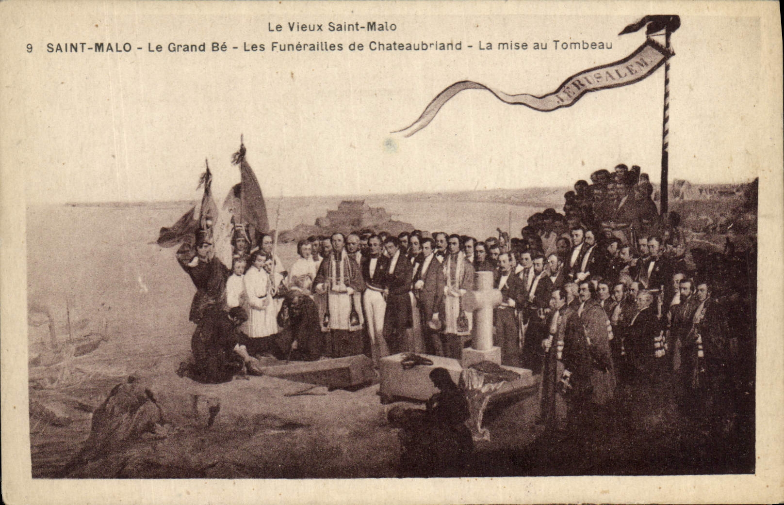CPA Saint Malo Le Grand Be Les funerailles de Chateaubriand La mise au tombeau