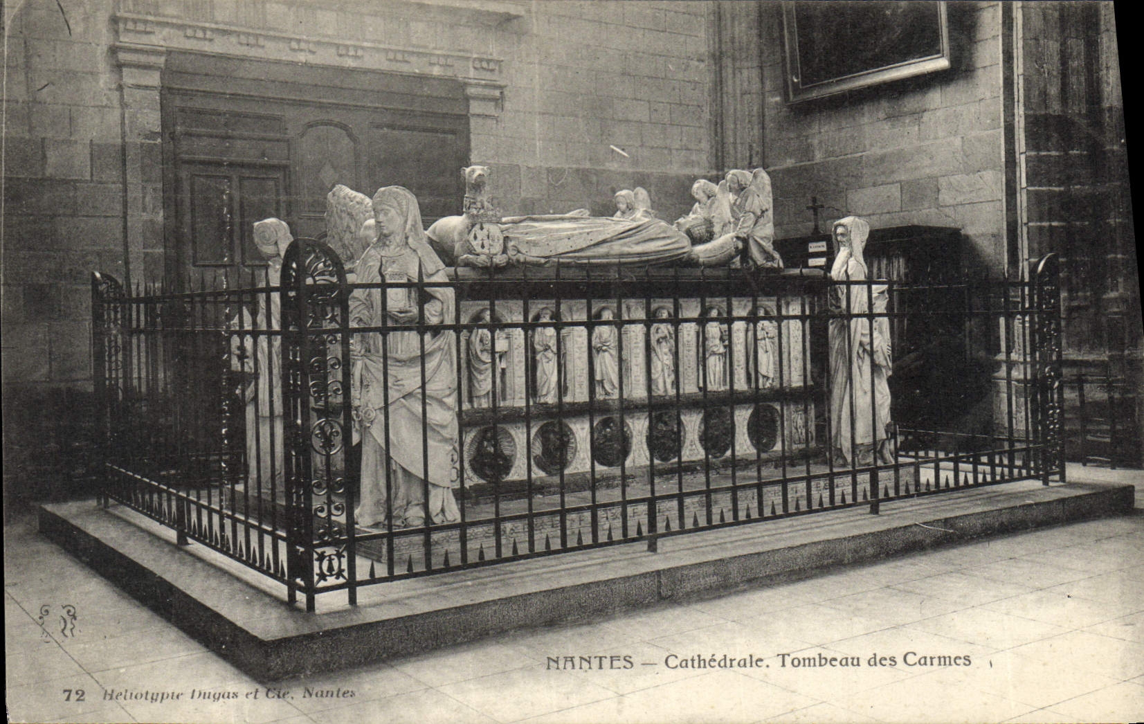 Vintage Postcard Cathedral Nantes Tomb of the Carmelite friars