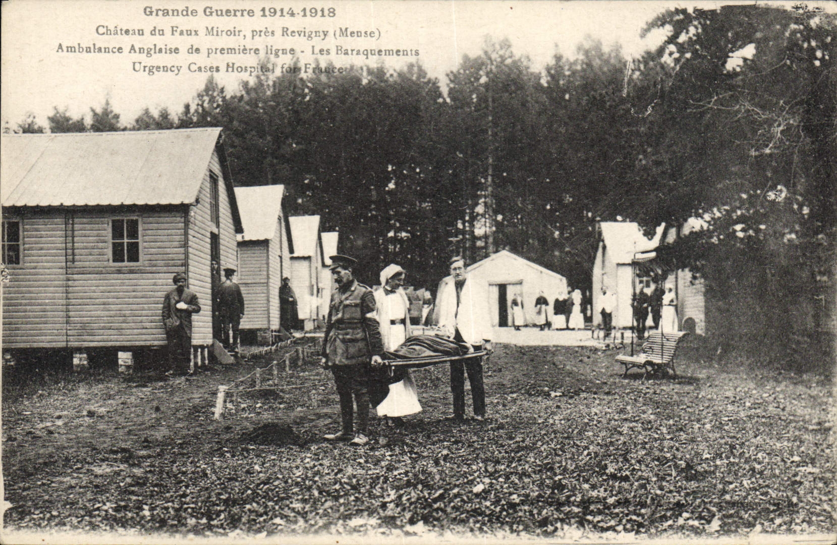 Vintage Postcard Health Militaria Castle of the False Mirror Meuse English Ambulance of first line hutments