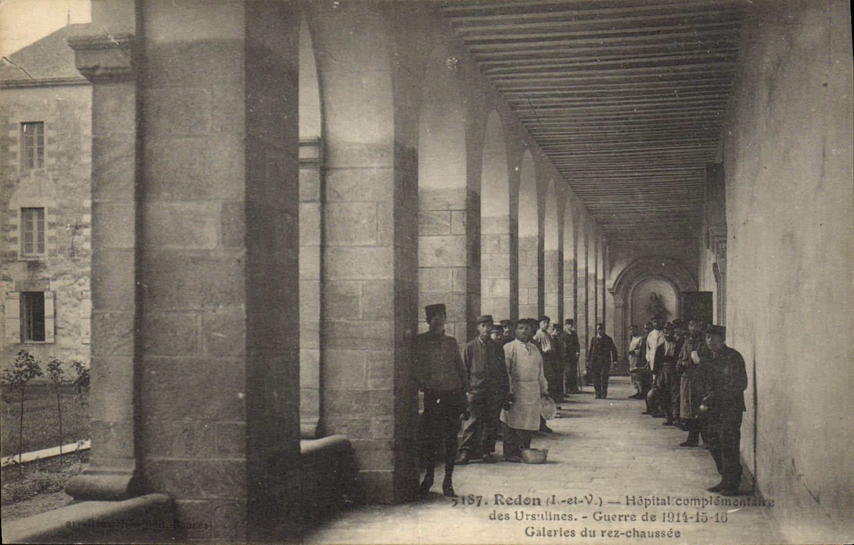 Vintage Postcard Sante Militaria Redon Hopital complementary to the Ursulines Galleries of rez of roadway
