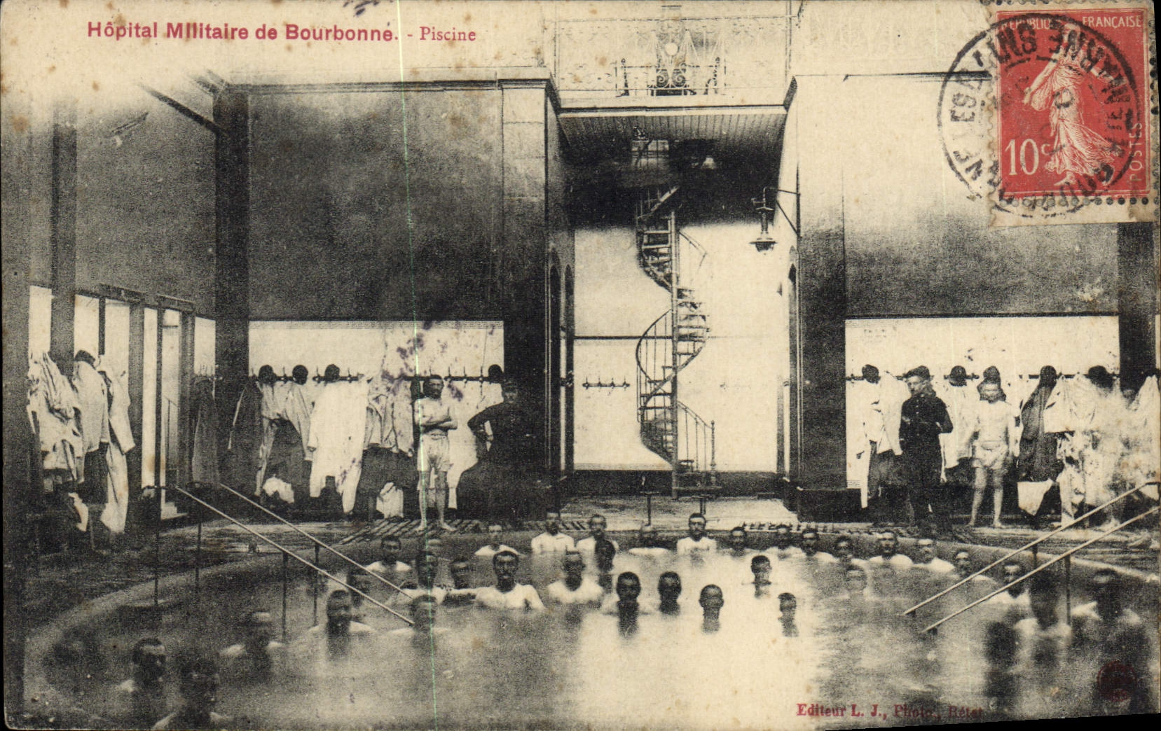 Vintage Postcard Health Militaria Military hospital of Bourbonne beach