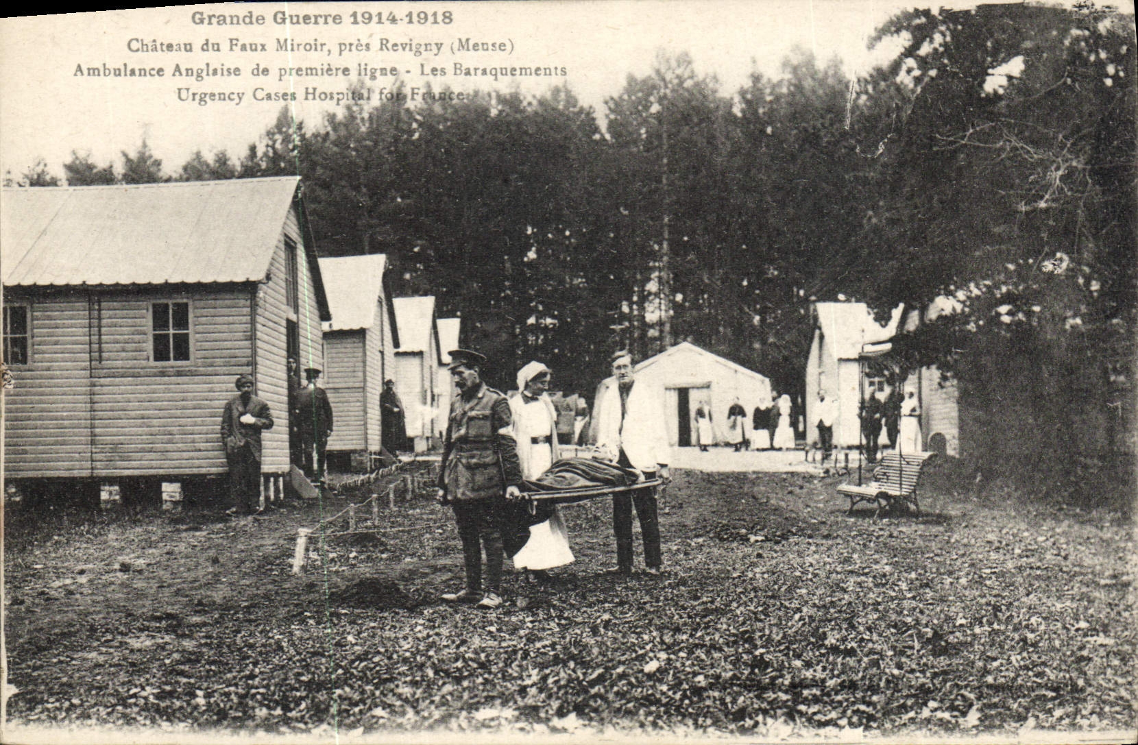 Vintage Postcard Health Militaria Castle of the Fax Mirror close Revigny English Ambulance of first line hutments