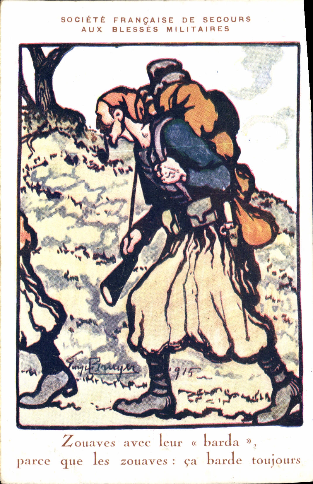 Vintage Postcard Health Militaria Zouaves with their gear