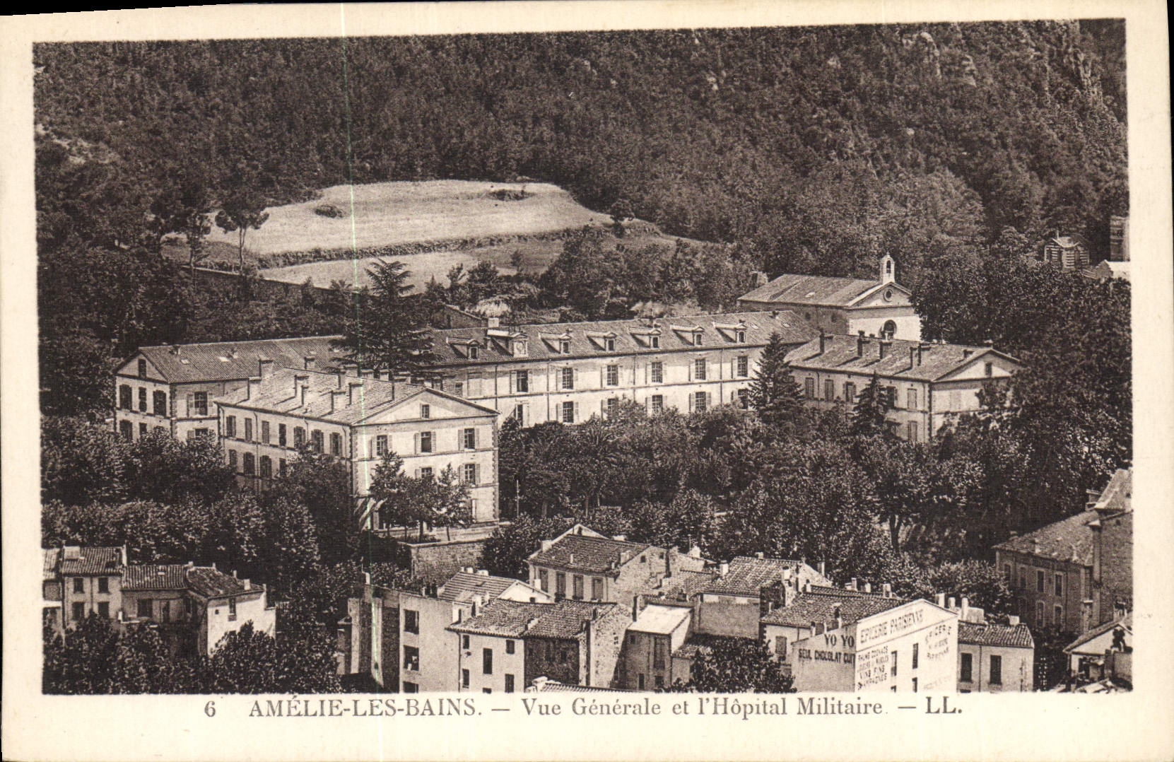 Vintage Postcard Health Militaria Amelie Baths Seen general and the Military hospital