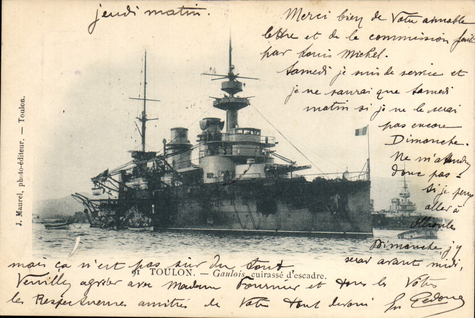 Vintage Postcard Bateau Cruiser Armours Gueydon