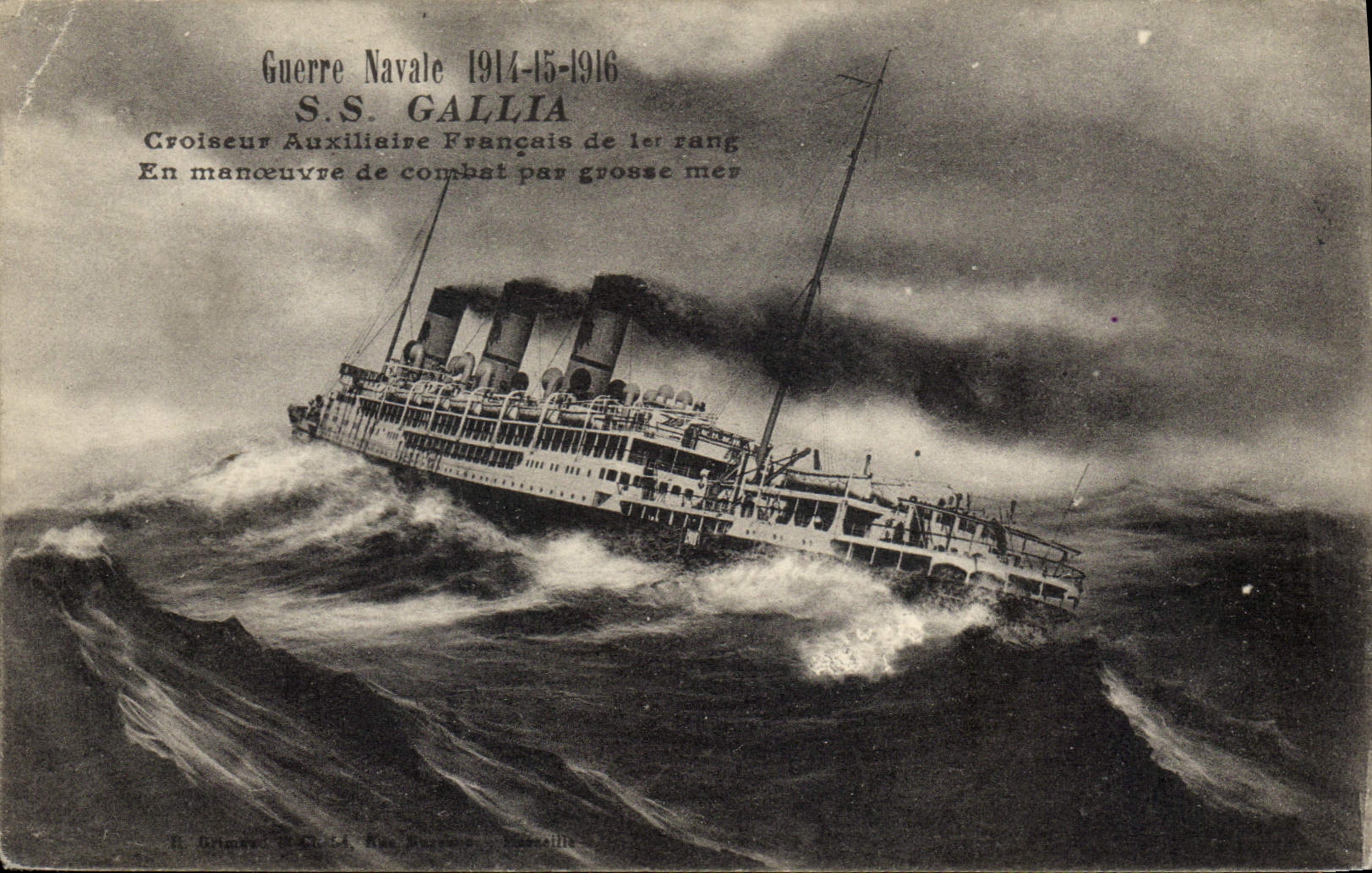 Vintage Postcard Boat Cheetah Against destroyer