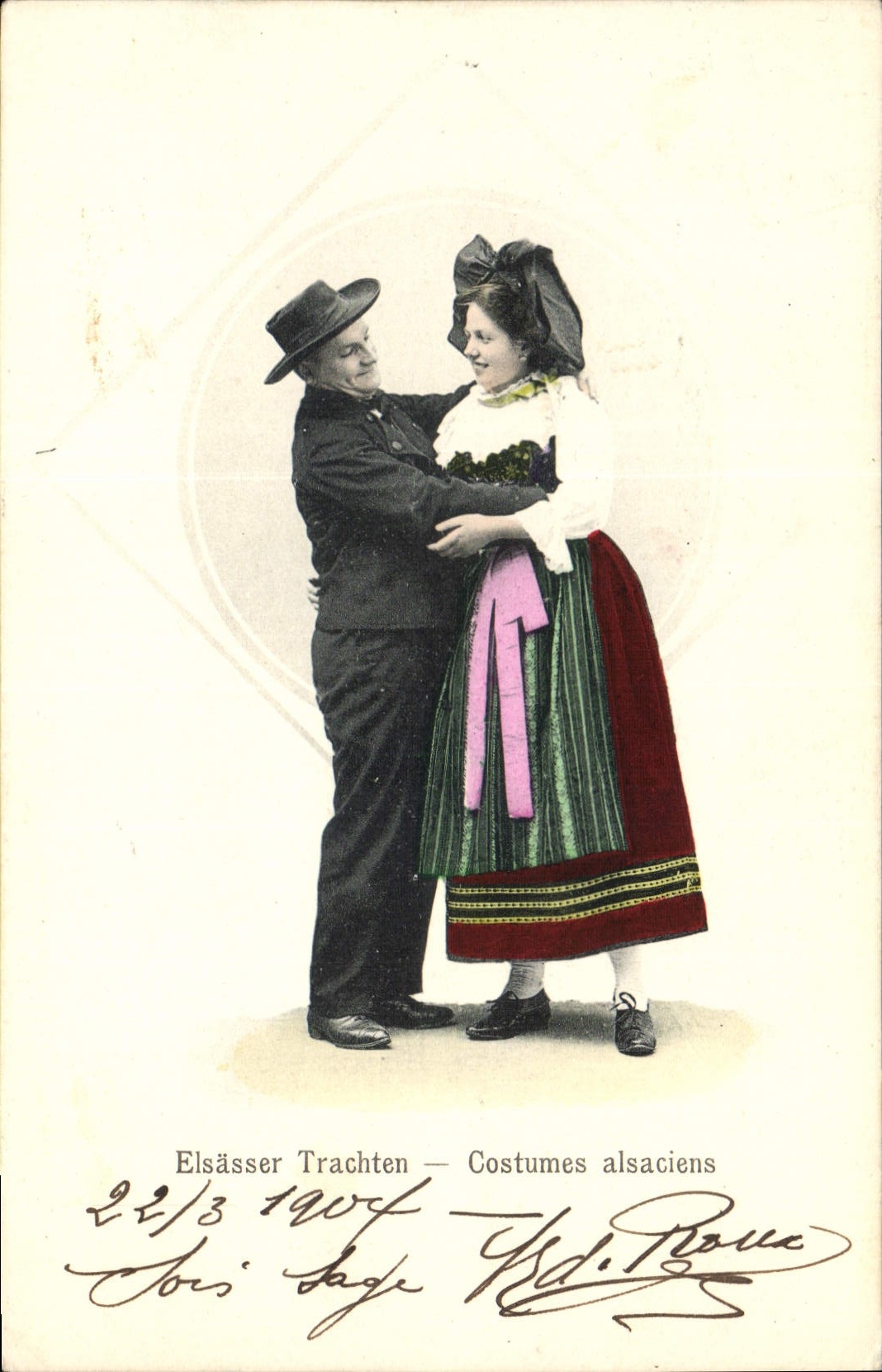 CPA Folklore Alsace Costumes alsaciens