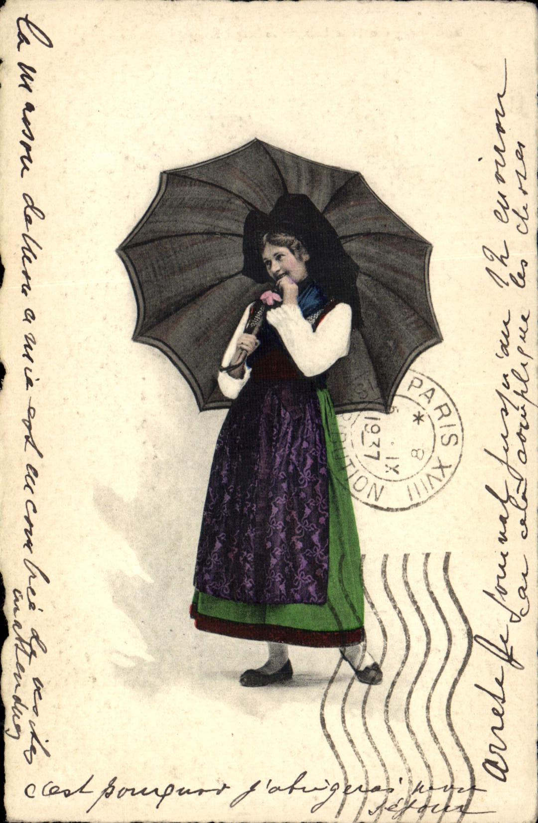 CPA Folklore Alsace Femme