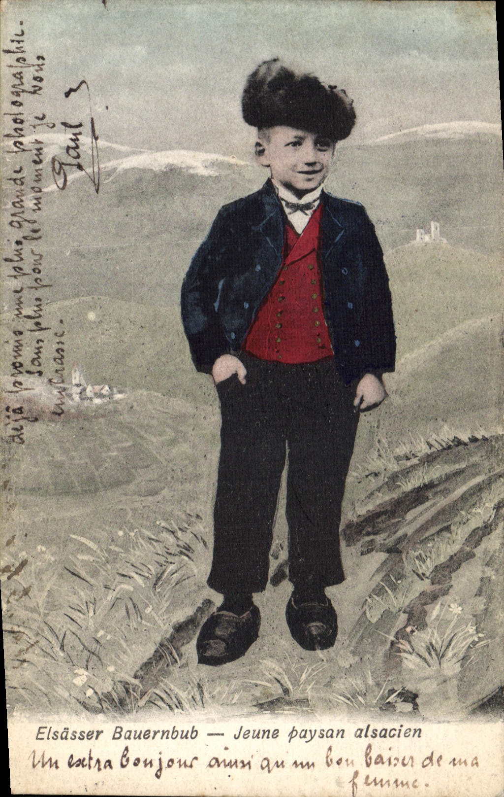 Vintage Postcard Alsace Folklore Young Alsatian peasant