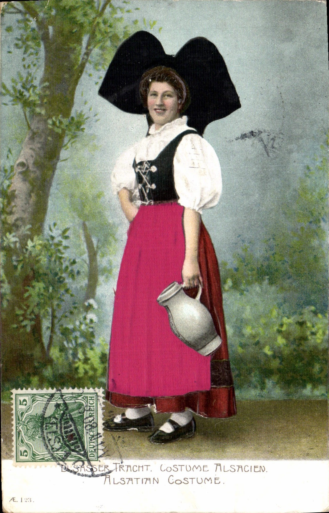 CPA Folklore Alsace Costume Alsacien 