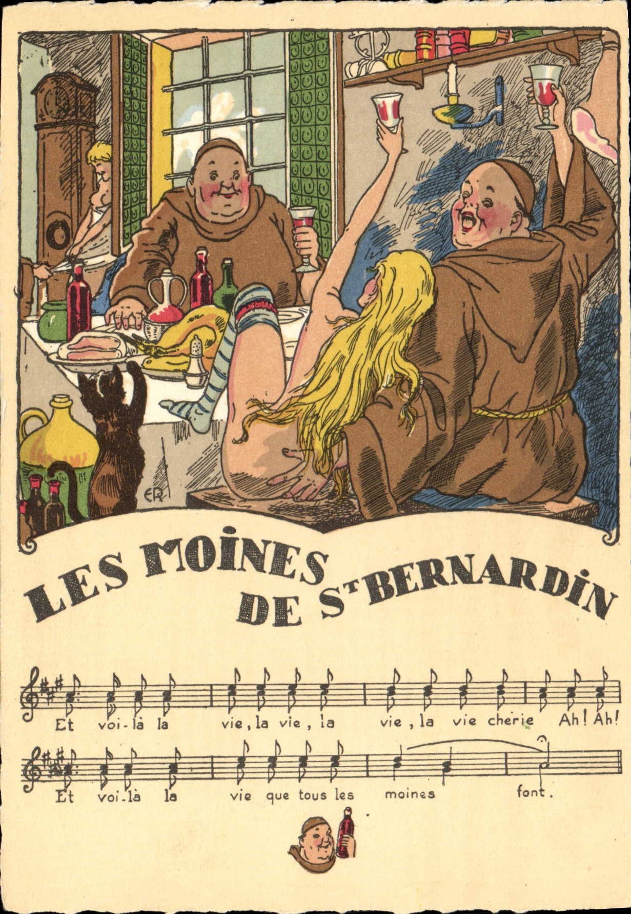 CPA Fantaisie Illustrateur Les moines de St Bernardin