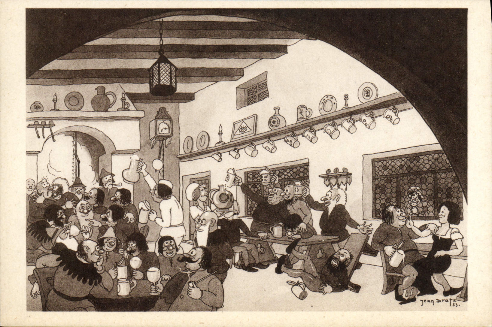 Vintage Postcard Imagination Illustrator A speakeasy in old time