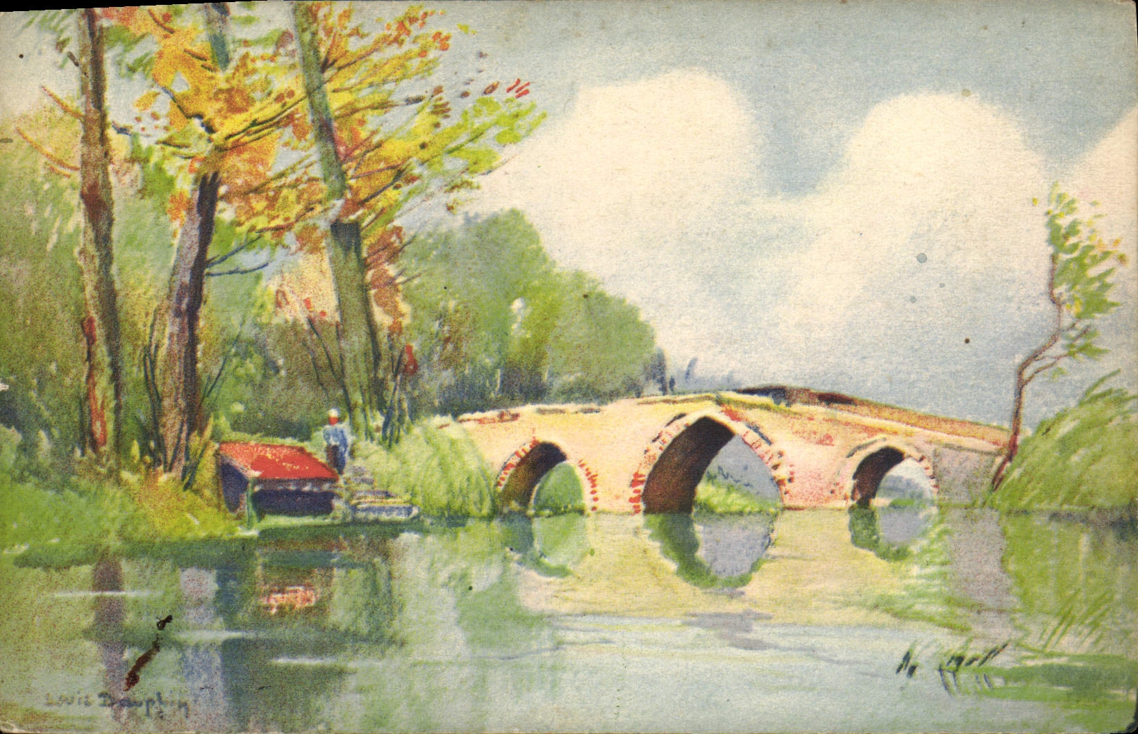 Vintage Postcard Imagination Illustrator Bridge