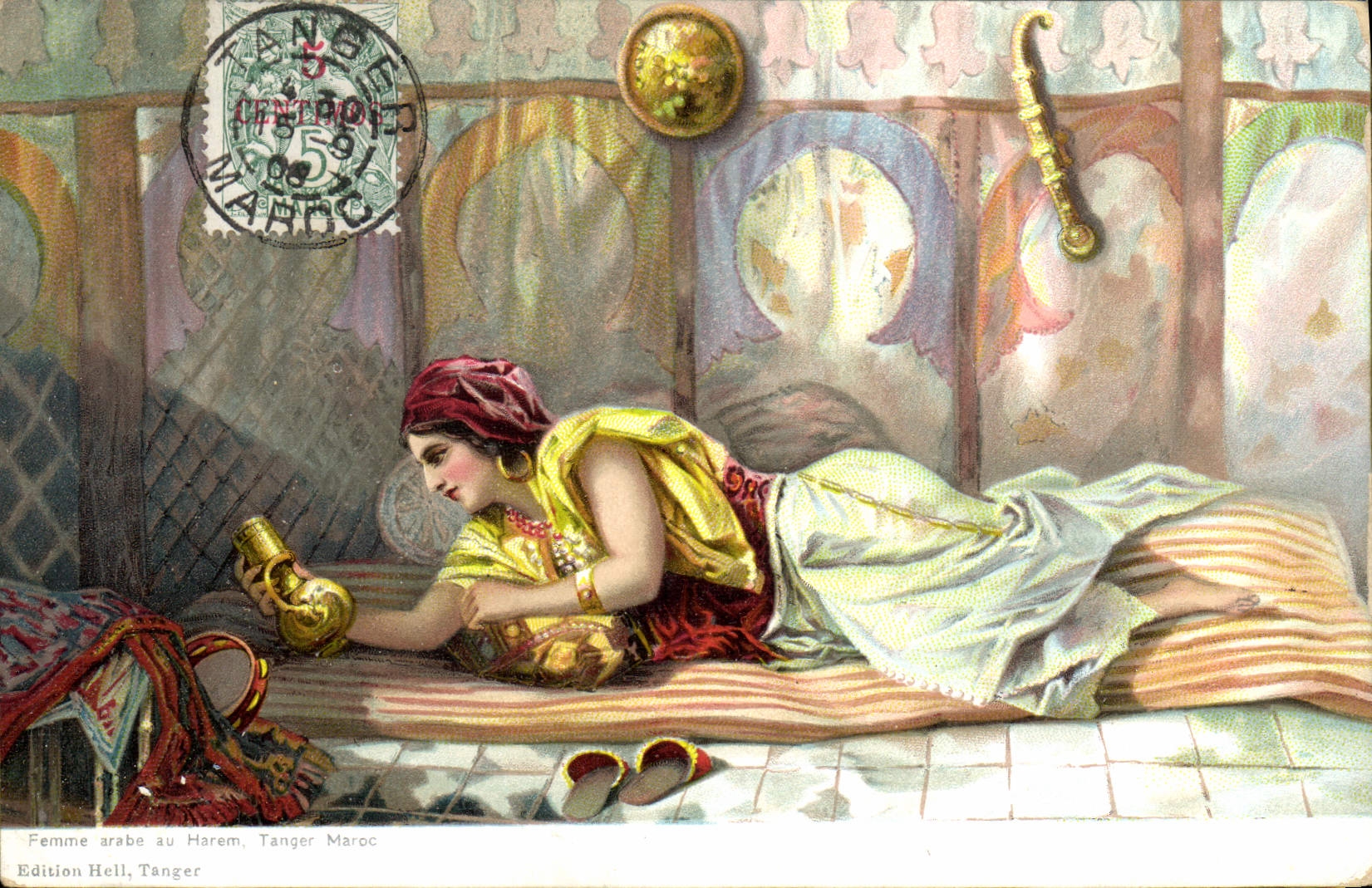 CPA Orientalisme Femme arabe au harem Tanger Maroc
