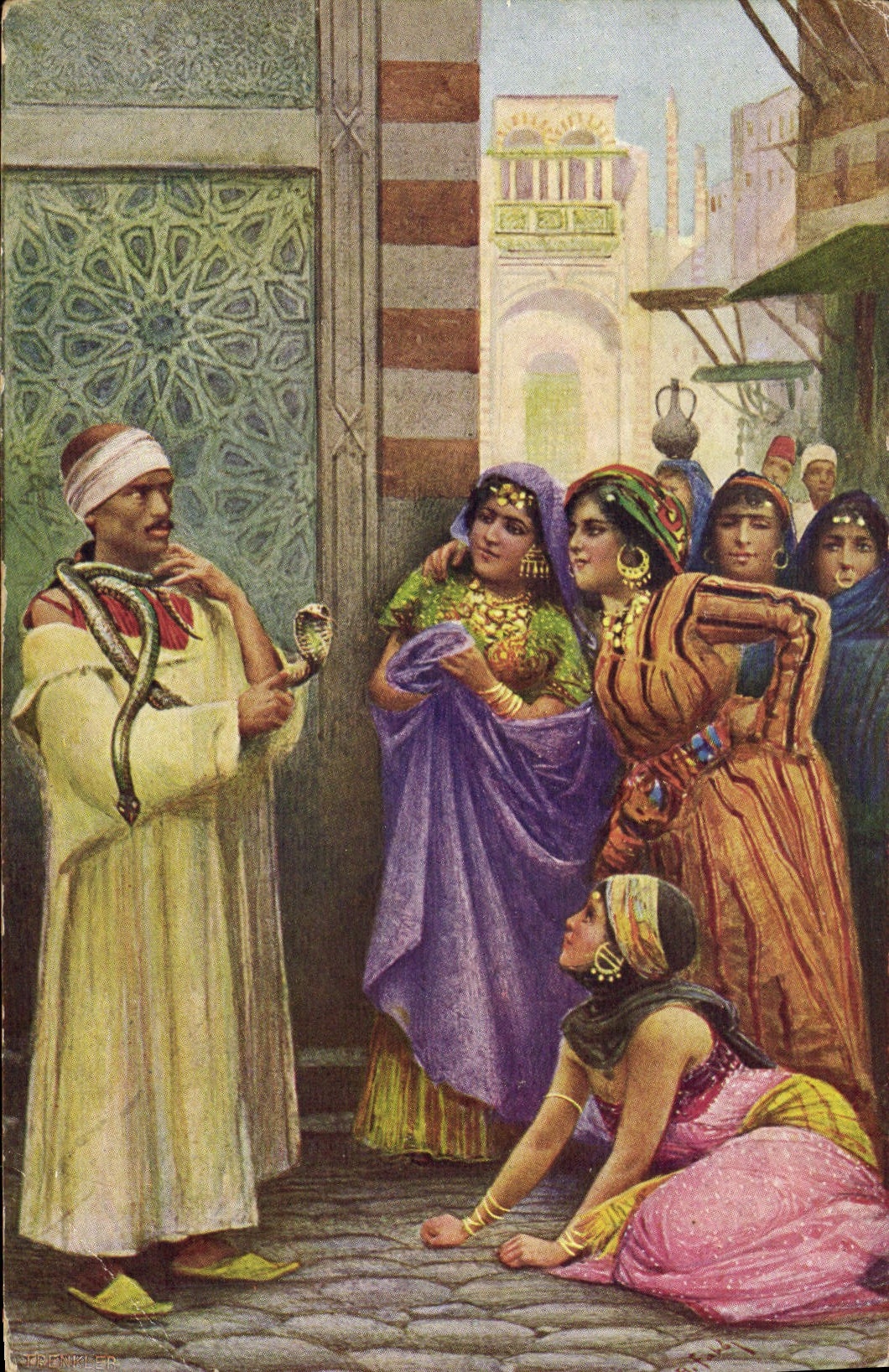 Postal Orientalismo Encantador de serpientes