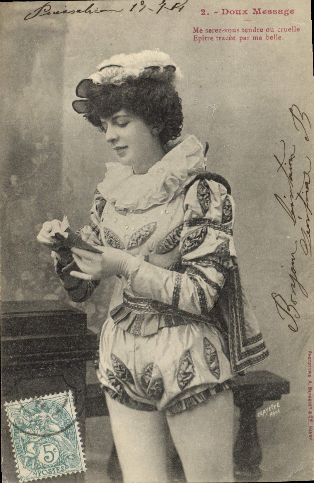 Vintage Postcard Imagination Soft Woman message