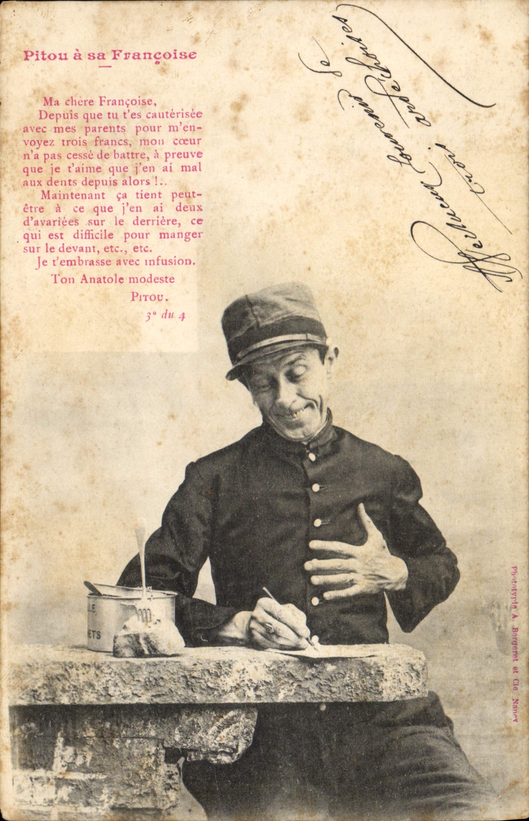 Postal Fantasia Pitou tiene a mi Francoise Soldat Militaria