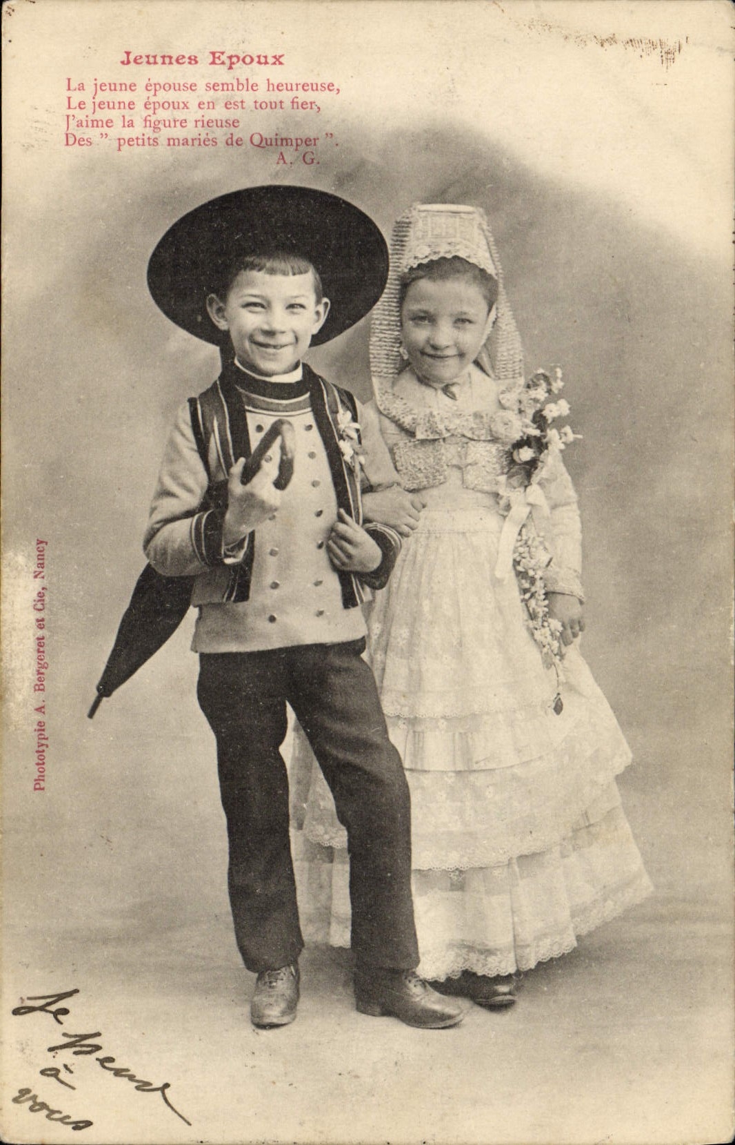 Vintage Postcard Imagination Children Young husbands