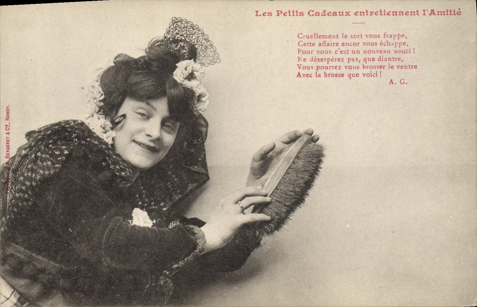 Vintage Postcard Imagination Woman Little gifts keep friendship warm