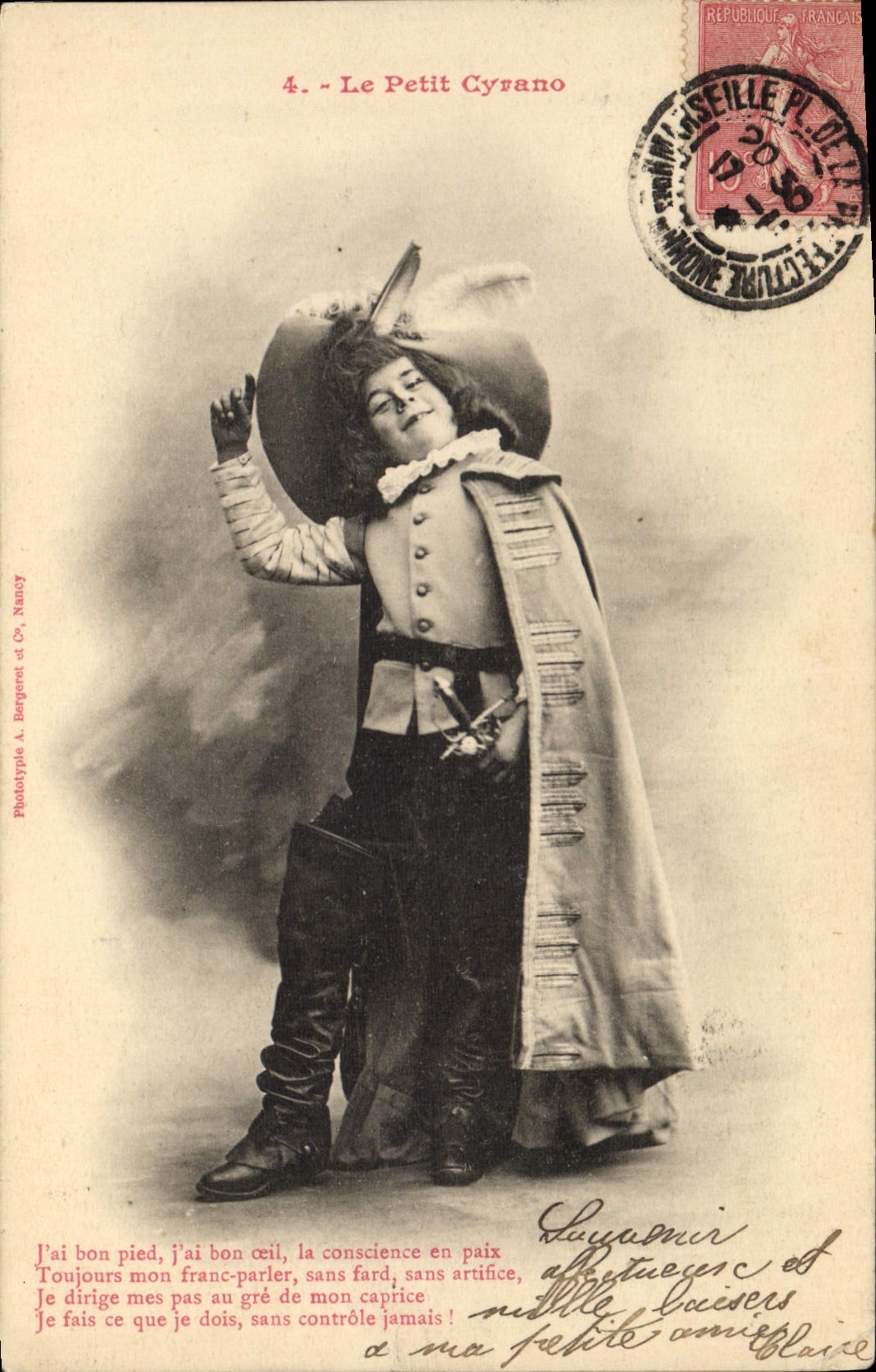 Vintage Postcard Imagination Child small Cyrano
