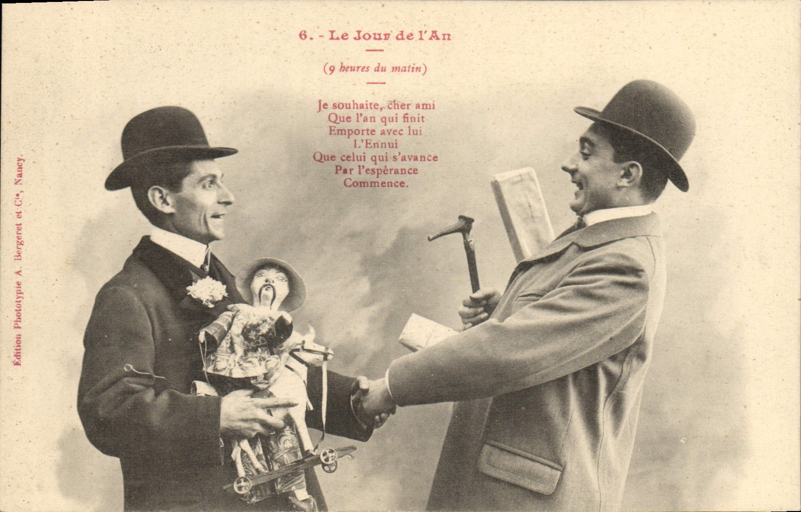 CPA Fantaisie Homme Le jour de l'an Marionnette