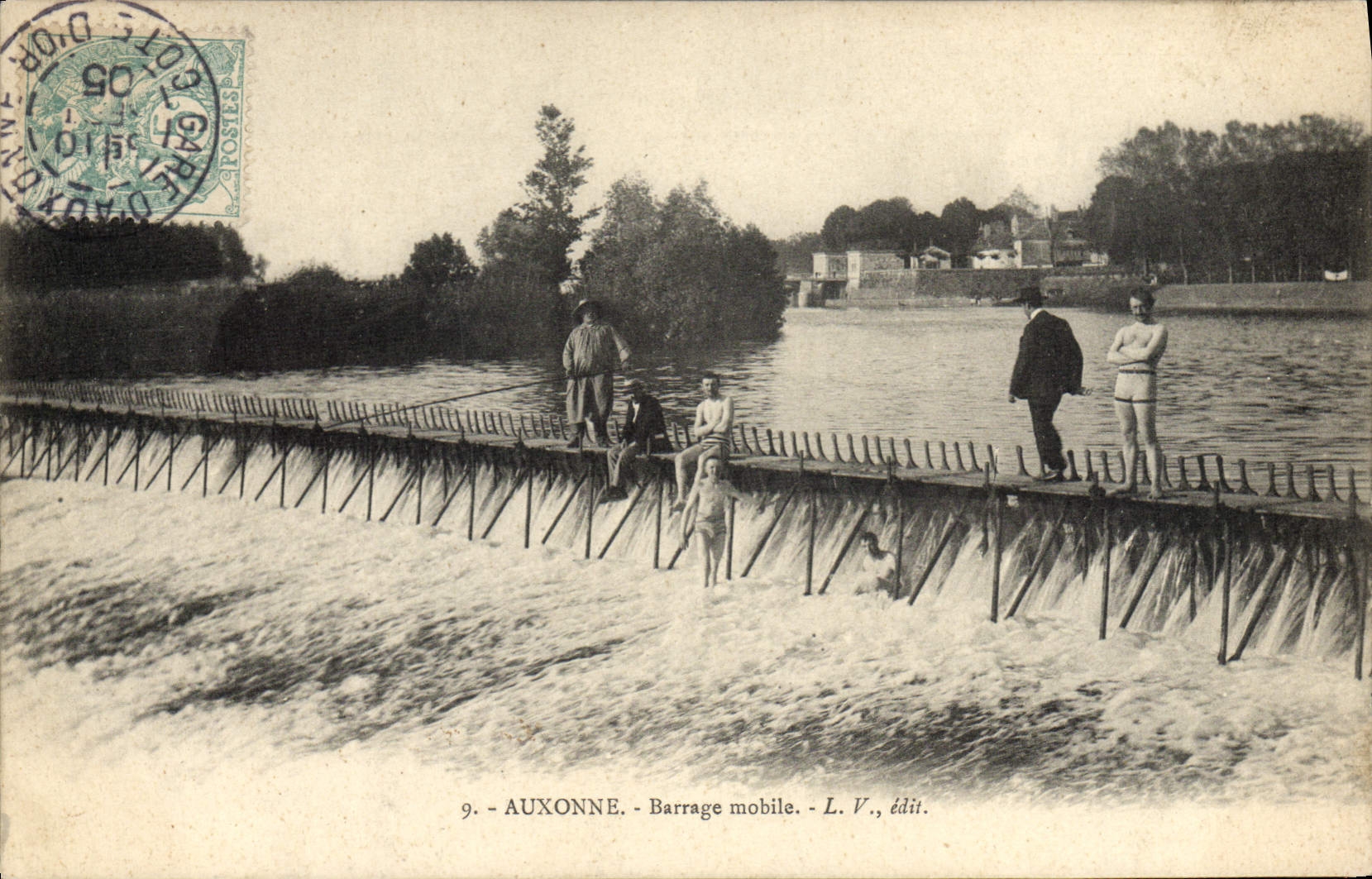 CPA Peche Pecheur Auxonne Barrage mobile 