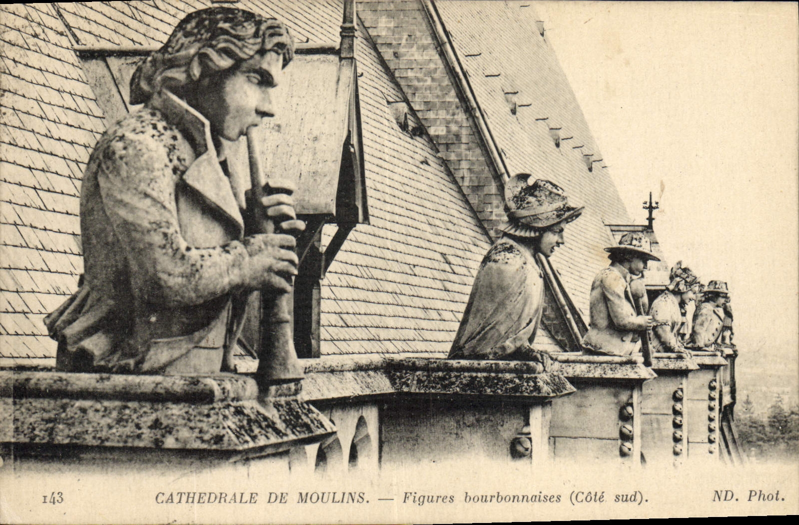 Vintage Postcard Gurgles Cathedral of Mills Figures bourbonnaises
