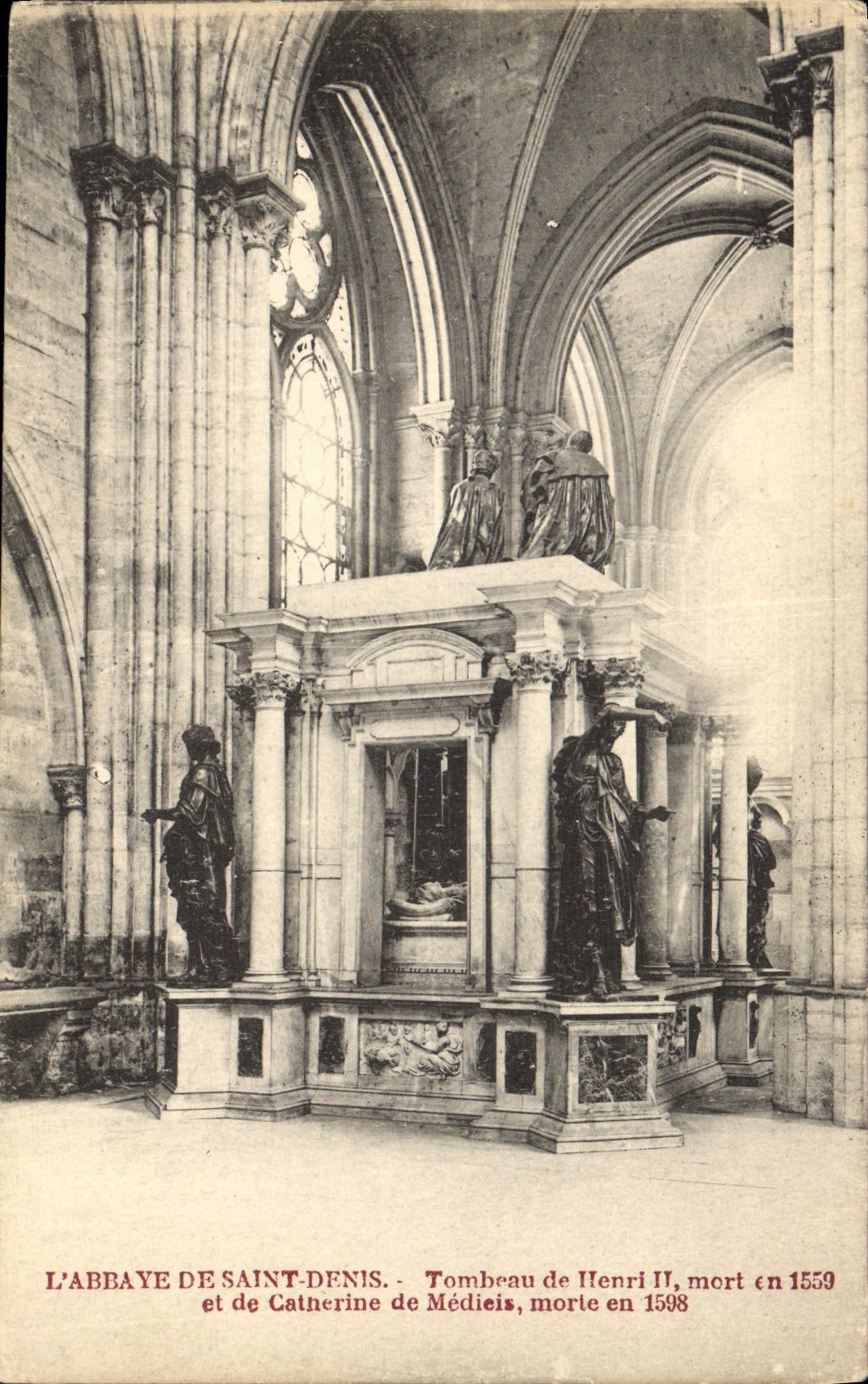 Vintage Postcard Abbey of Saint Denis Tomb of Henri II and Catherine de Medicis