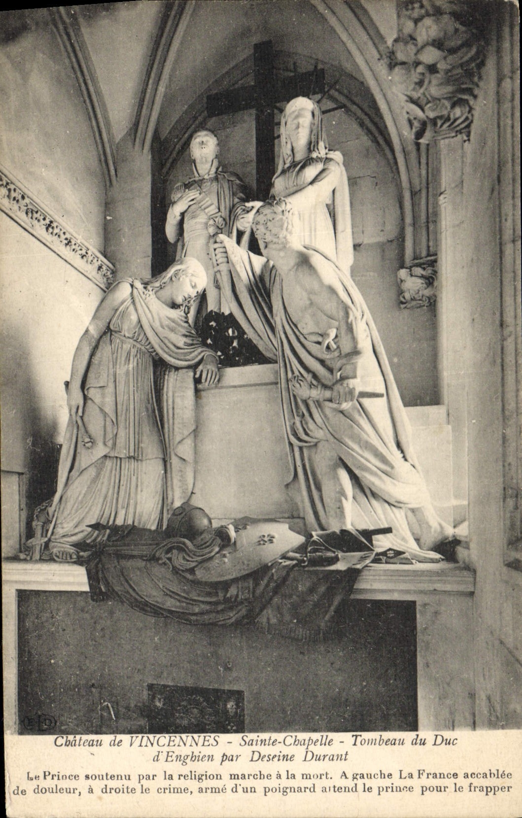 Vintage Postcard Castle of Holy Vincennes Vault Tomb of the duke of Enghien by Deseine During