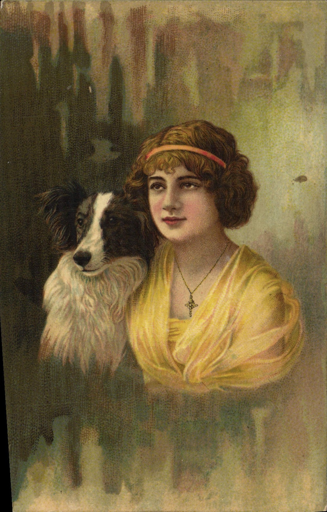 CPA Chien Chiens Chiot Femme