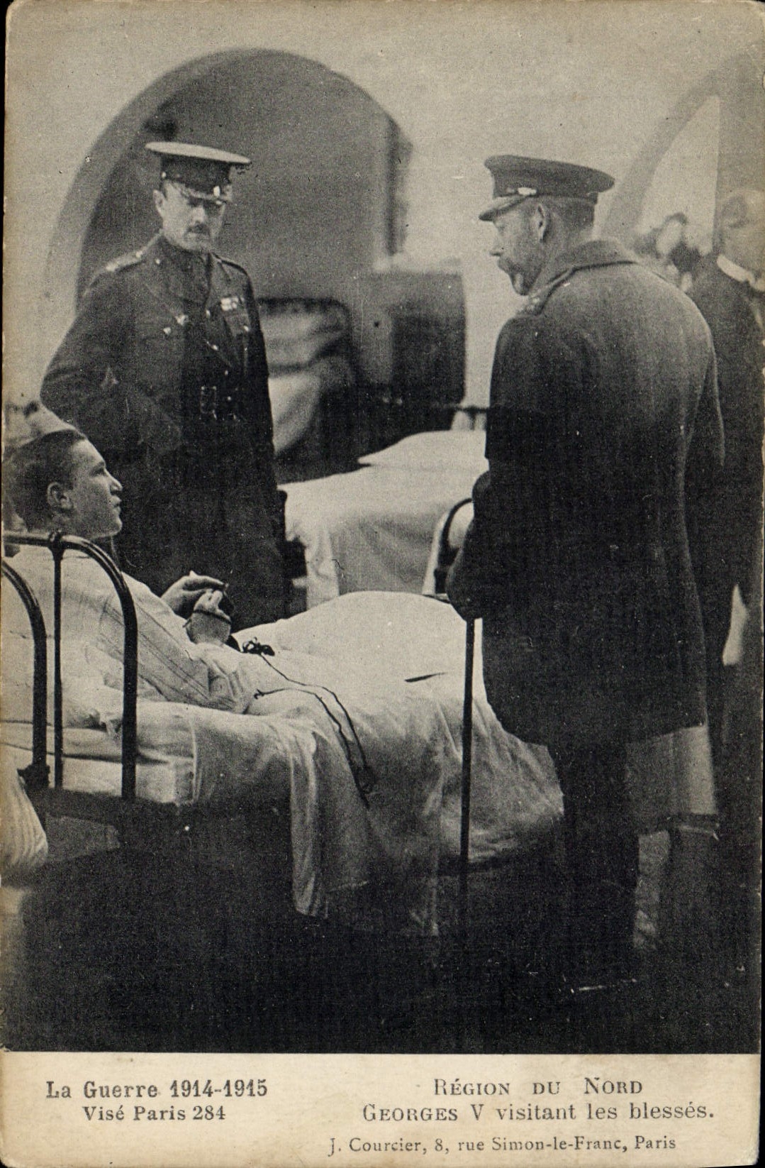 Postal Salud Militaria Región del Norte Jorge V que visita el herido