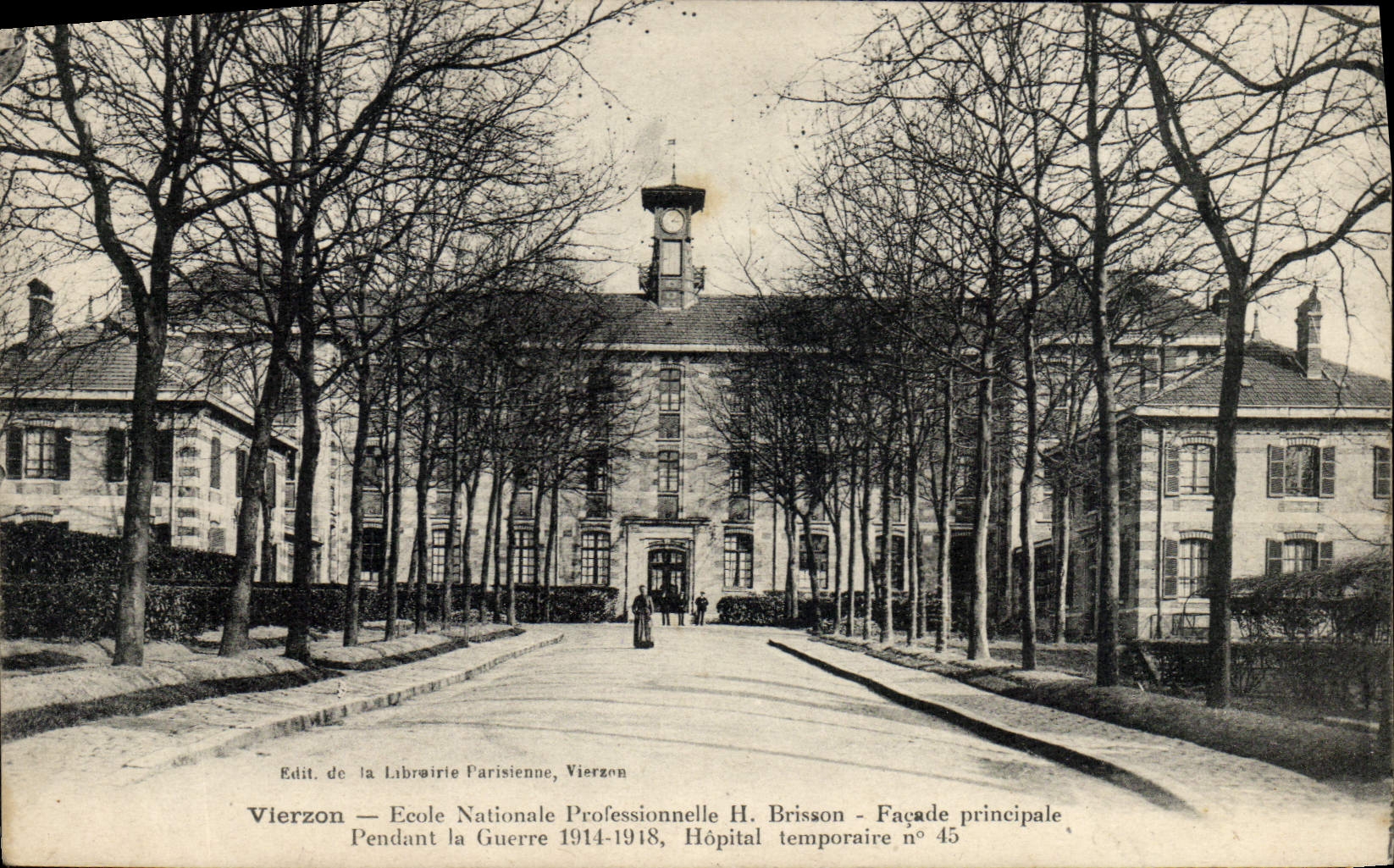 Vintage Postcard Health Militaria Vierzon professional National school H Brisson principal Frontage
