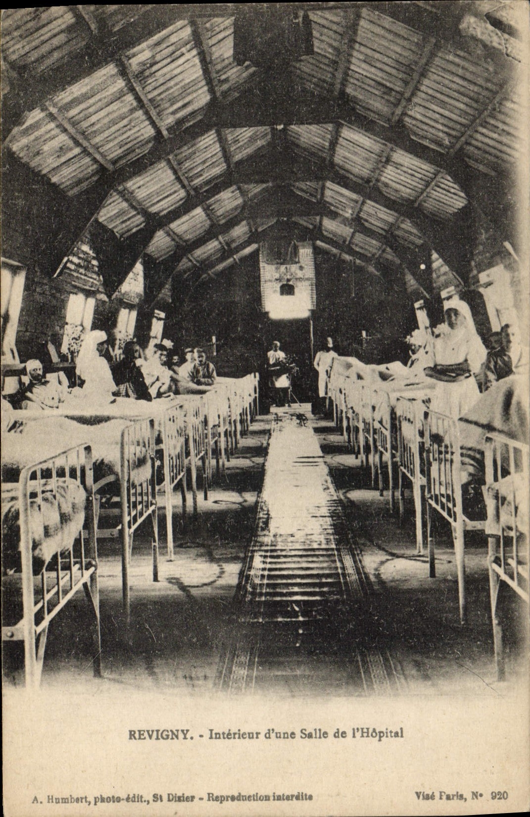 Vintage Postcard Health Militaria Revigny Interior of a room of the hospital