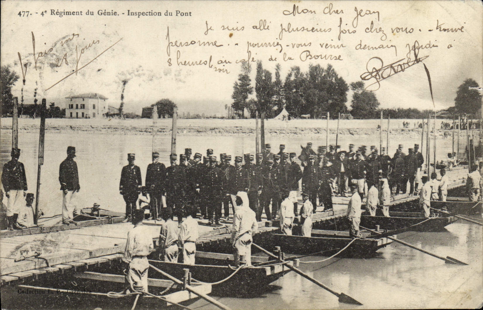 Postal Militaria 4.o regimiento de Ingeniería Inspección del puente