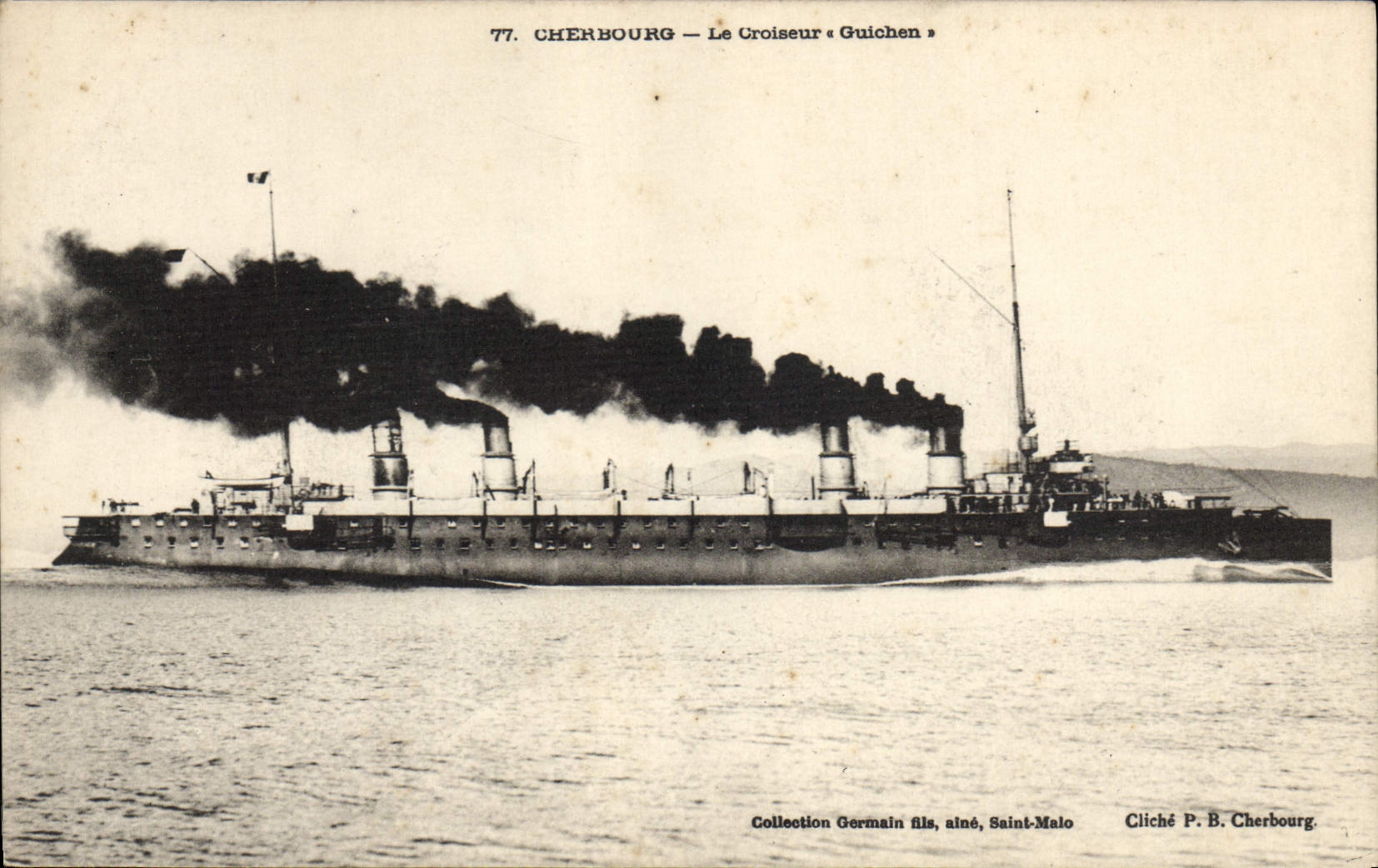 Vintage Postcard Cherbourg Boat the Guichen cruiser