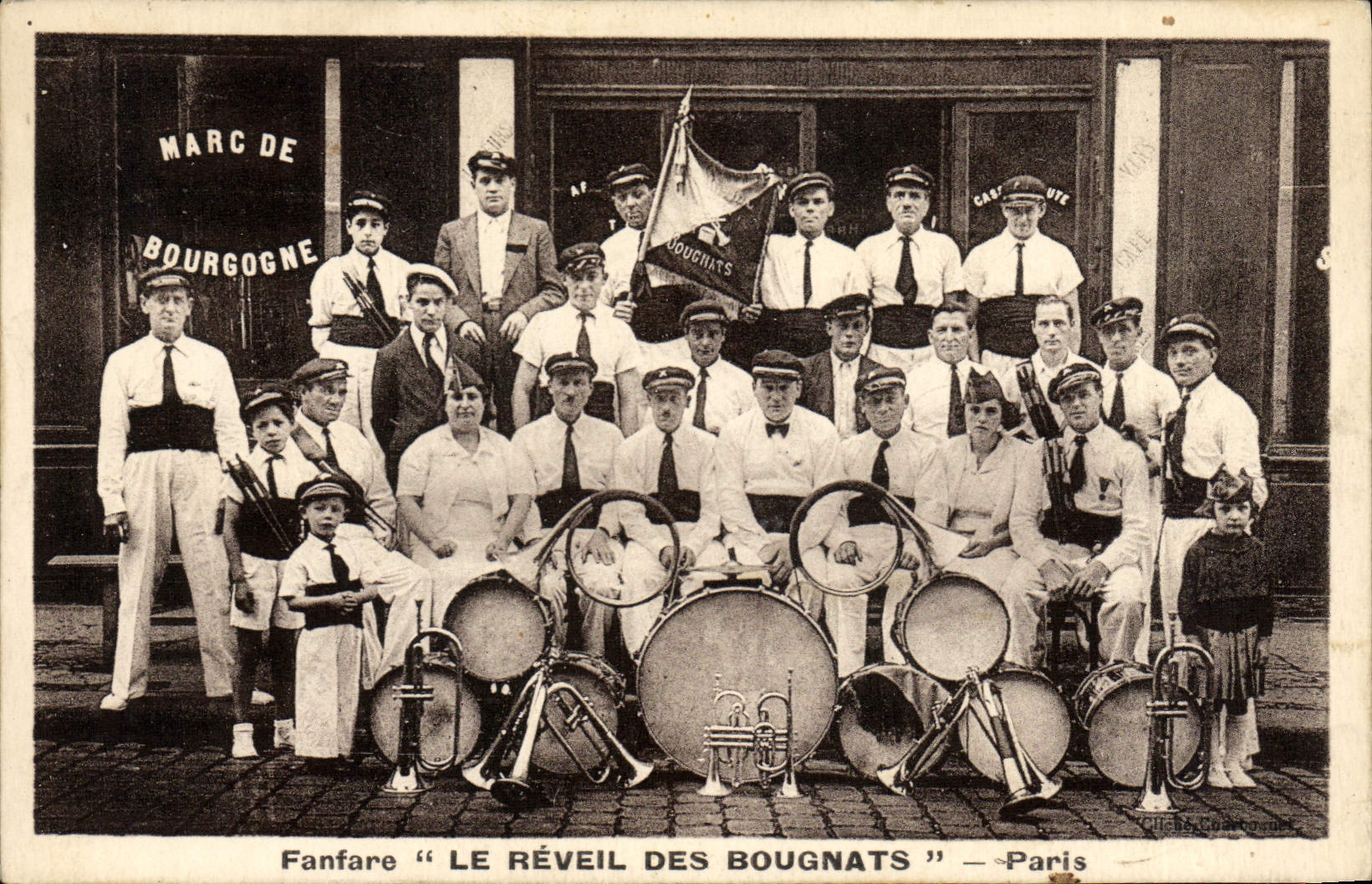 Postal Charanga el despertador de los Comerciantes de carbón París Marc de Borgoña