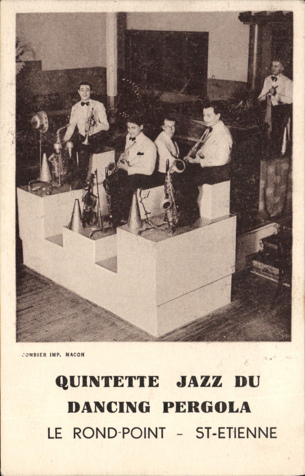 Postal Quinteto Jazz de la Discoteca Pérgola la Rotonda San Etienne