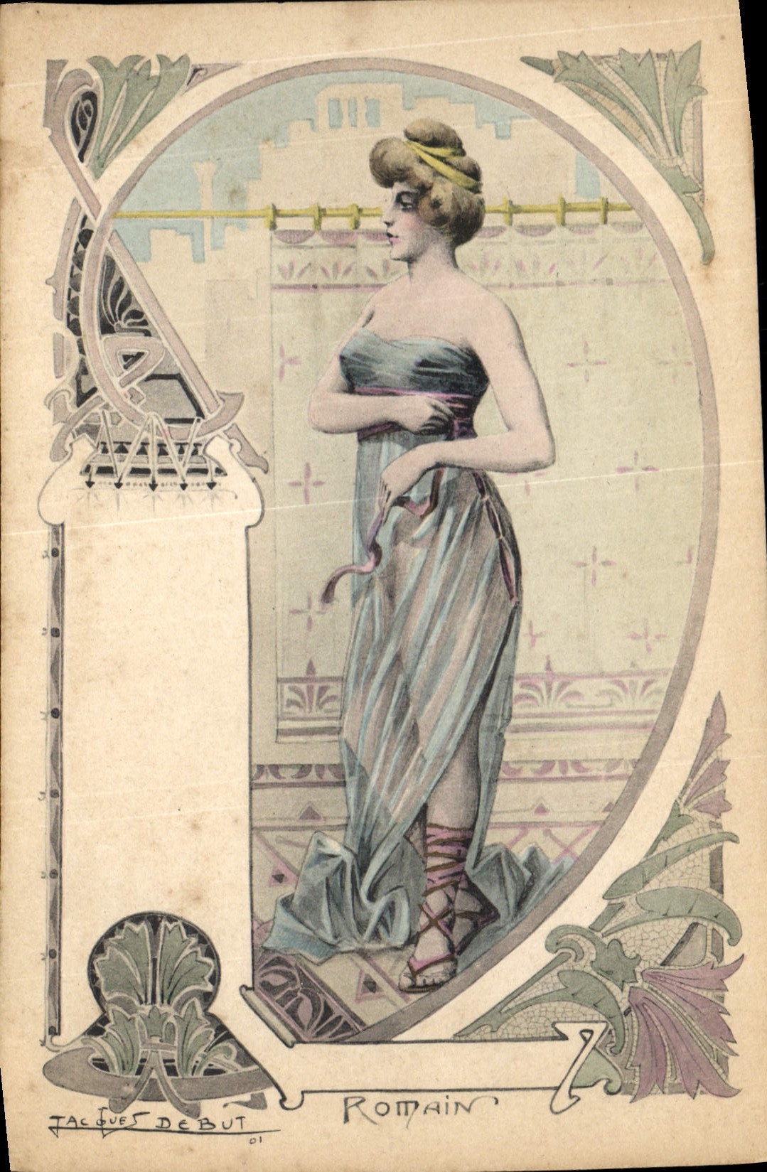 Vintage Postcard Imagination Illustrator Woman Romain Jacques Beginning