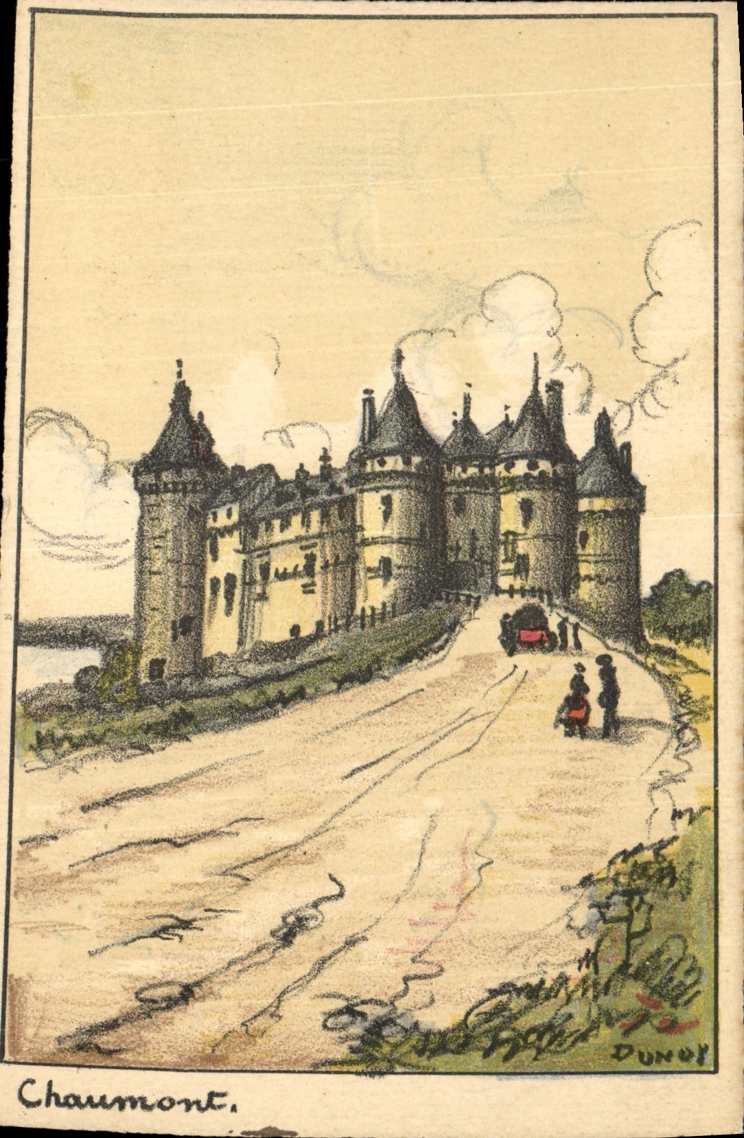 Vintage Postcard Imagination Illustrator Chaumont Castle